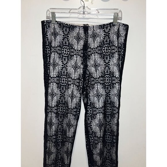 ALEXIS Black Lace Up Pants With Floral Pattern size Medium - Picture 2 of 10